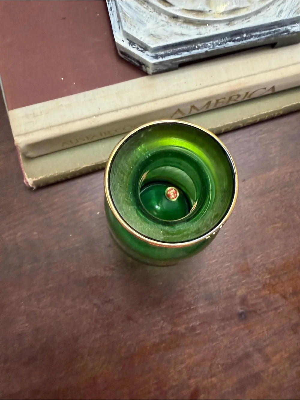 vintage mid-century green glass liqueur or cordial decanter Italian no stopper
